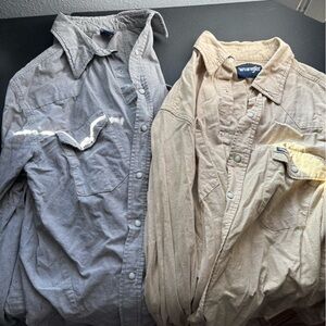 Wrangler Men's Gray and Tan Pearl Snap Shirts